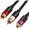 amazon basics 2-Male To 1-Female Rca Y-Splitter Adapter Cable For Dvd Player Gold