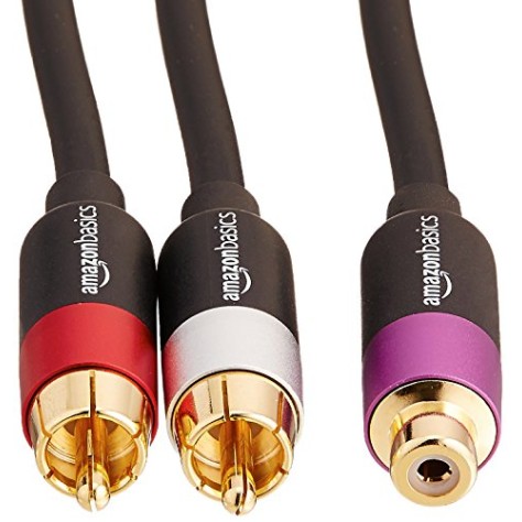 amazon basics 2-Male To 1-Female Rca Y-Splitter Adapter Cable For Dvd Player Gold amazon basics 2-Male To 1-Female Rca Y-Splitter Adapter Cable For Dvd Player Gold