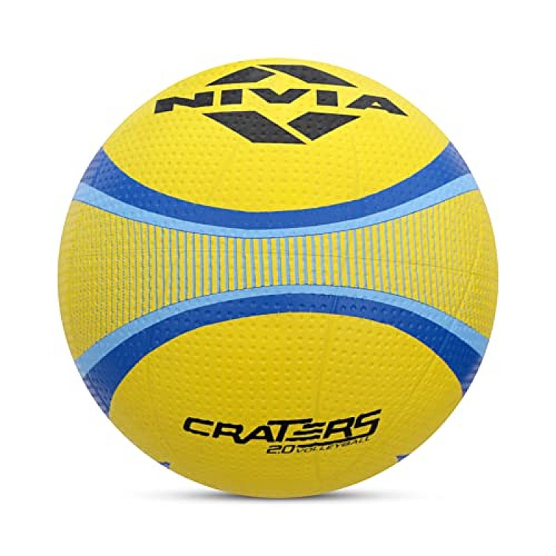 Nivia Craters Volleyball/Rubber Moulded Volleyball/for Indoor/Outdoor/for Men/Women Size - 4 (Yellow/Blue)