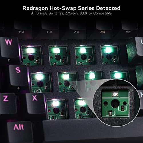 Redragon K530 Pro Draconic 60% RGB Mechanical Gaming Keyboard, Bluetooth 2.4Ghz Wired 3-Mode 61 Keys Compact Black Redragon K530 Pro Draconic 60% RGB Mechanical Gaming Keyboard, Bluetooth 2.4Ghz Wired 3-Mode 61 Keys Compact Black