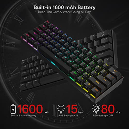 Redragon K530 Pro Draconic 60% RGB Mechanical Gaming Keyboard, Bluetooth 2.4Ghz Wired 3-Mode 61 Keys Compact Black Redragon K530 Pro Draconic 60% RGB Mechanical Gaming Keyboard, Bluetooth 2.4Ghz Wired 3-Mode 61 Keys Compact Black