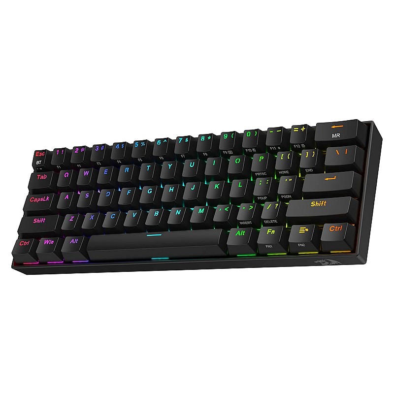 Redragon K530 Pro Draconic 60% RGB Mechanical Gaming Keyboard, Bluetooth 2.4Ghz Wired 3-Mode 61 Keys Compact Black