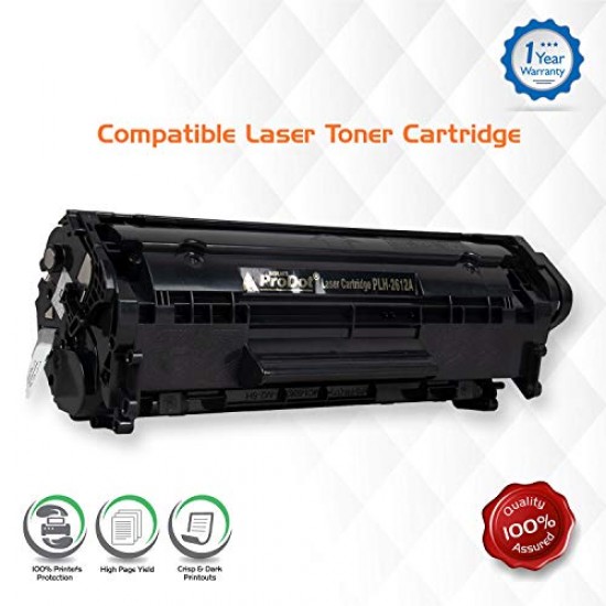 Prodot PLH-2612A Toner Cartridge for HP and Canon Laserjet Printers (Black, Pack of 1)
