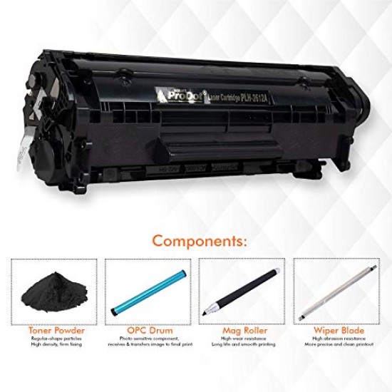 Prodot PLH-2612A Toner Cartridge for HP and Canon Laserjet Printers (Black, Pack of 1)