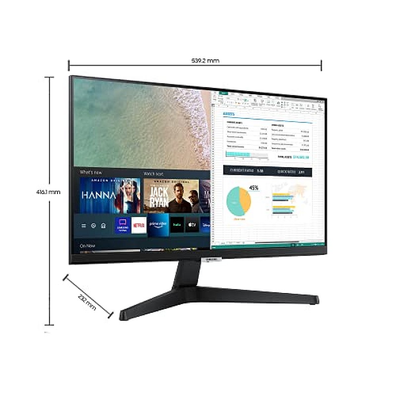 Samsung Ls24Am506Nwxxl, 24 Inch Led Smart Monitor with Netflix, YouTube, Prime Video and Apple Tv Streaming Black