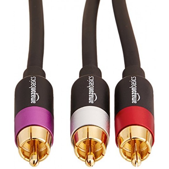 Amazon Basics 1-Male to 2-Male RCA Audio interconnects for DVD Player, Television - 4 feet, 1-Male to 2-Male