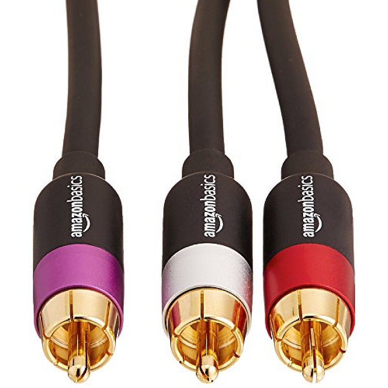 Amazon Basics 1-Male to 2-Male RCA Audio interconnects for DVD Player, Television - 4 feet, 1-Male to 2-Male