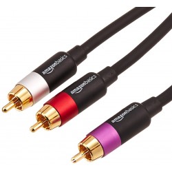Amazon Basics 1-Male to 2-Male RCA Audio interconnects for DVD Player, Television - 4 feet, 1-Male to 2-Male