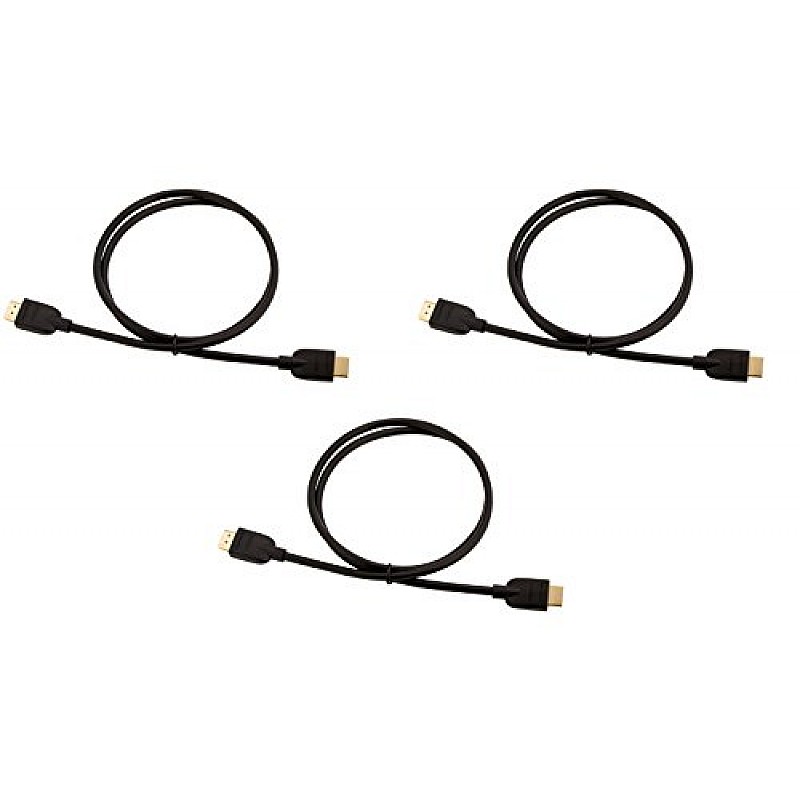 AmazonBasics 3-Feet High-Speed HDMI 2.0 Cable, Pack of 3 (Black)