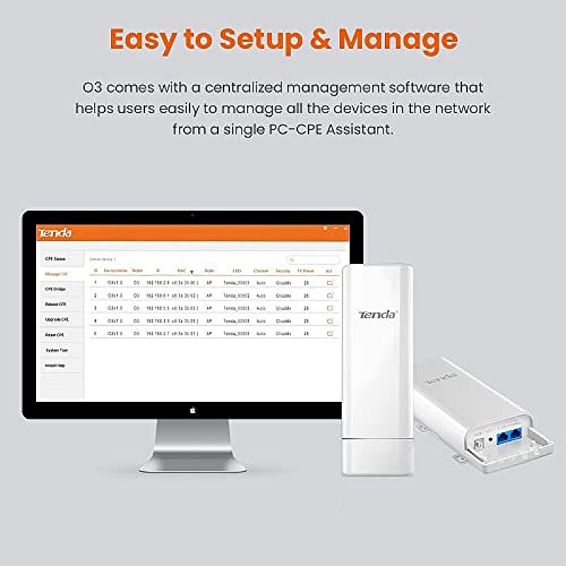 Tenda O3 2.4GHz N150 Smart Manage Outdoor CPE | 12dBi, 5km+  Point to Point Wireless Bridge 