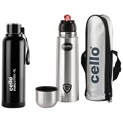Cello Flipstyle Stainless Steel Vacuum Insulated Flask with Jacket 500ml Hot and Cold Water Bottle Cello Flipstyle Stainless Steel Vacuum Insulated Flask with Jacket 500ml Hot and Cold Water Bottle