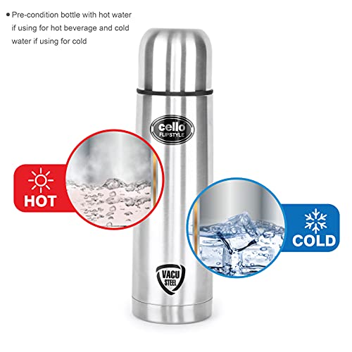 Cello Flipstyle Stainless Steel Vacuum Insulated Flask with Jacket 500ml Hot and Cold Water Bottle Cello Flipstyle Stainless Steel Vacuum Insulated Flask with Jacket 500ml Hot and Cold Water Bottle
