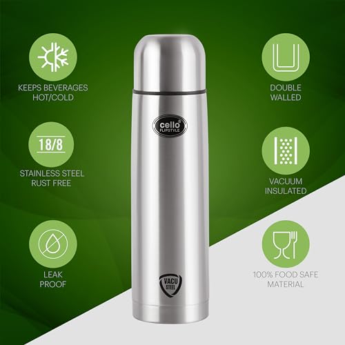 Cello Flipstyle Thermosteel Water Bottle, 1000ml Cello Flipstyle Thermosteel Water Bottle, 1000ml