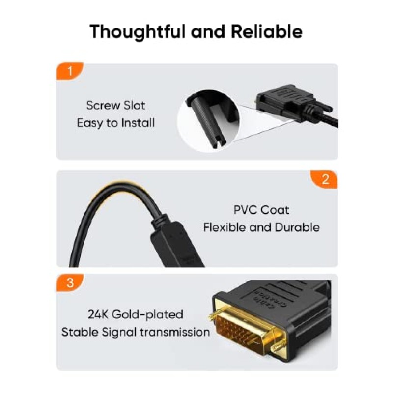 CableCreation DVI to HDMI Cable 0.5ft, Short Bi-Directional HDMI Female to DVI-D(24+1) Male Adapter