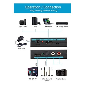 Microware 4K HDMI 2.0 Audio Extractor, Support 4K@60HZ YUV 4:4:4 HDR, 3D Compatible, HDMI 2.0 Microware 4K HDMI 2.0 Audio Extractor, Support 4K@60HZ YUV 4:4:4 HDR, 3D Compatible, HDMI 2.0