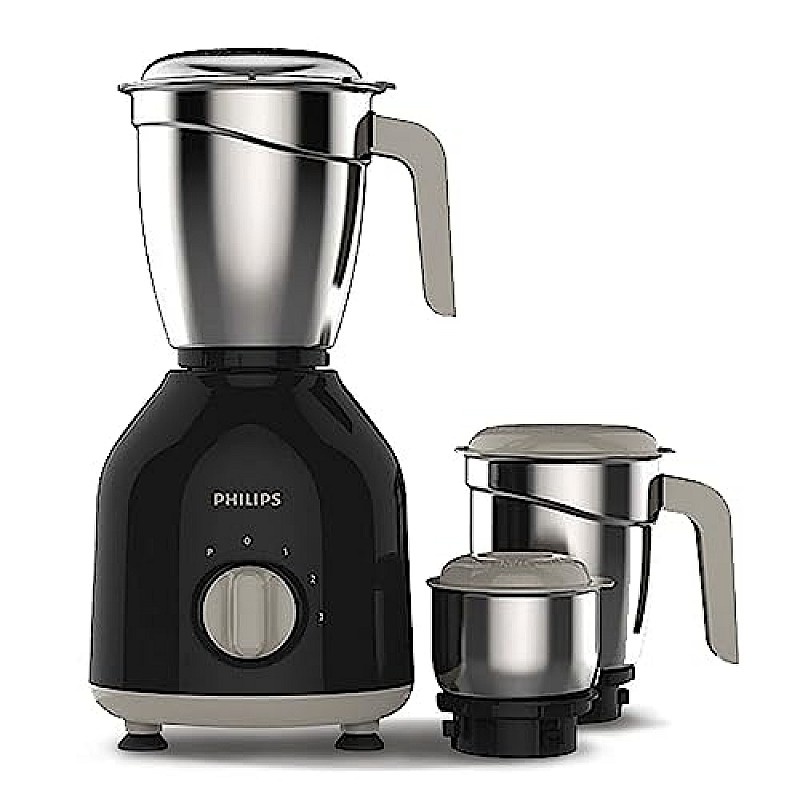 Philips HL7756/01 750 Watt Mixer Grinder, 3 Stainless Steel Multipurpose Jars (Black)