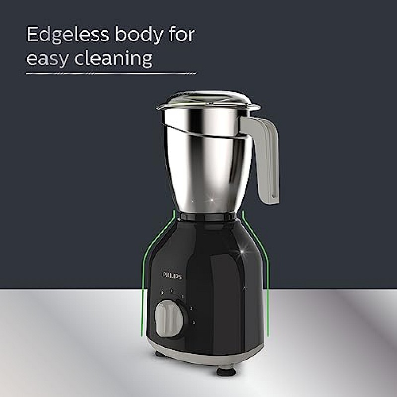 Philips HL7756/01 750 Watt Mixer Grinder, 3 Stainless Steel Multipurpose Jars (Black)