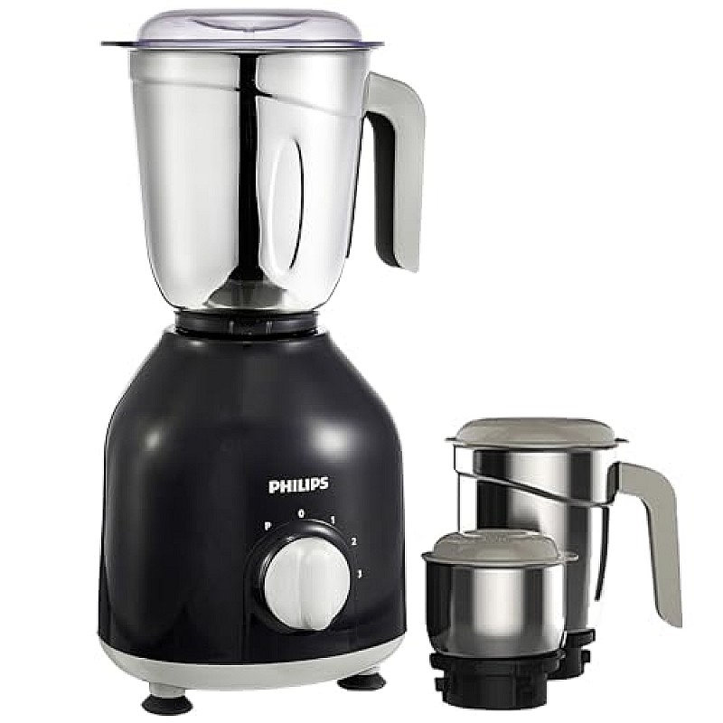 Philips HL7756/01 750 Watt Mixer Grinder, 3 Stainless Steel Multipurpose Jars (Black)