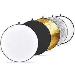 Powerpak 5 in 1 80cm/ 32 inch Translucent Silver Gold White and Black Collapsible Round Multi Disc Light Reflector