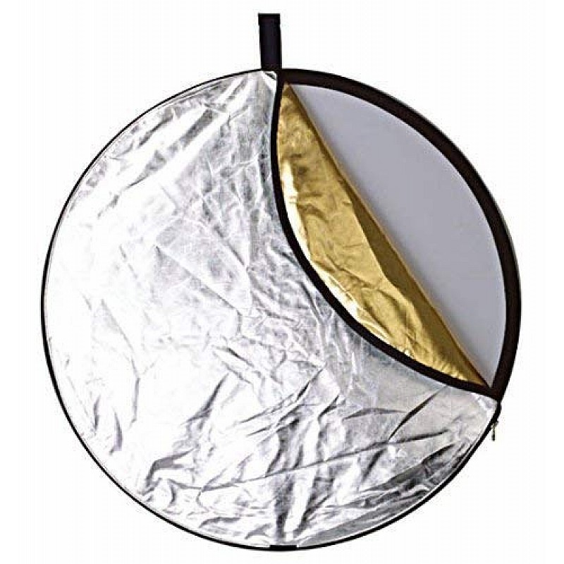 Powerpak 5 in 1 80cm/ 32 inch Translucent Silver Gold White and Black Collapsible Round Multi Disc Light Reflector