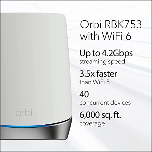 Netgear Orbi High Performance AC3000 Tri-Band Whole Home Mesh WiFi System with 3Gbps Speed (RBK50, 1 Router & 1 Satellite Covers Upto 5000 sqft) Netgear Orbi High Performance AC3000 Tri-Band Whole Home Mesh WiFi System with 3Gbps Speed (RBK50, 1 Router & 1 Satellite Covers Upto 5000 sqft)