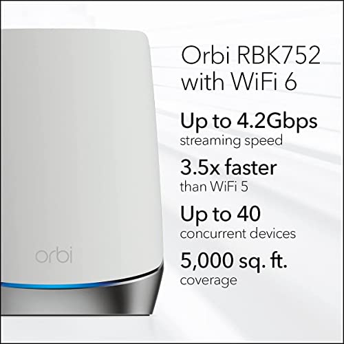 Netgear Orbi High Performance AC3000 Tri-Band Whole Home Mesh WiFi System with 3Gbps Speed (RBK50, 1 Router & 1 Satellite Covers Upto 5000 sqft) Netgear Orbi High Performance AC3000 Tri-Band Whole Home Mesh WiFi System with 3Gbps Speed (RBK50, 1 Router & 1 Satellite Covers Upto 5000 sqft)