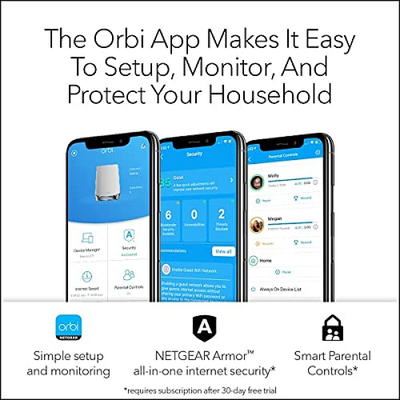 Netgear Orbi High Performance AC3000 Tri-Band Whole Home Mesh WiFi System with 3Gbps Speed (RBK50, 1 Router & 1 Satellite Covers Upto 5000 sqft)