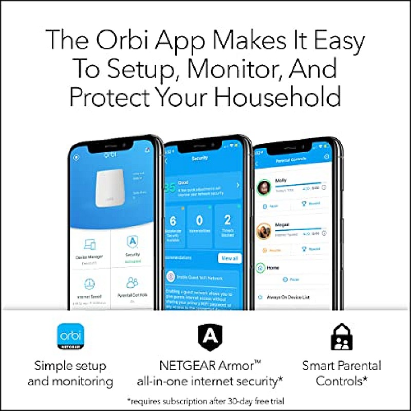 Netgear Orbi High Performance AC3000 Tri-Band Whole Home Mesh WiFi System with 3Gbps Speed (RBK50, 1 Router & 1 Satellite Covers Upto 5000 sqft)