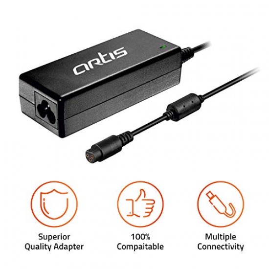 Artis 65Watt Universal Laptop Adapter with 8 Interchangeable Connector pins (Power Cord Included  Compatible with USB Type C Dell HP Lenovo ASUS Acer SamsungCompaq/IBM/Toshiba