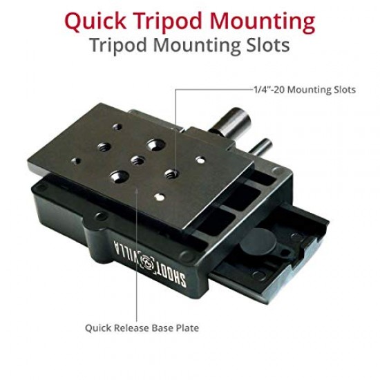 Shootvilla Quick Release Base Plate Aluminium for Tripod and DSLR Video Camera Stabilizer Slider,Black
