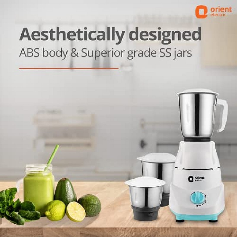 Orient Electric 500W mixer grinder Kitchen Kraft 500 MGKK50B3 with 3 SS jars Longer life balanced coil motor