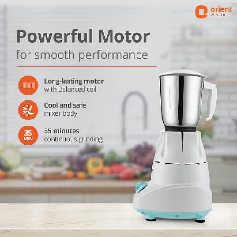 Orient Electric 500W mixer grinder Kitchen Kraft 500 MGKK50B3 with 3 SS jars Longer life balanced coil motor