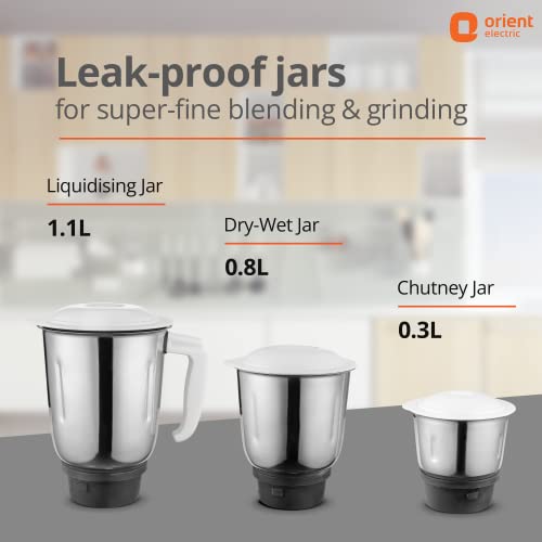 Orient Electric 500W mixer grinder Kitchen Kraft 500 MGKK50B3 with 3 SS jars Longer life balanced coil motor Orient Electric 500W mixer grinder Kitchen Kraft 500 MGKK50B3 with 3 SS jars Longer life balanced coil motor