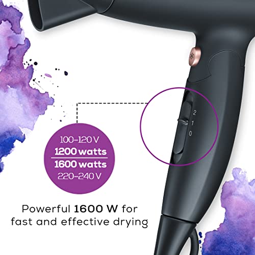 Beurer HC25 Travel Hair Dryer 1600 Watts, Black Beurer HC25 Travel Hair Dryer 1600 Watts, Black