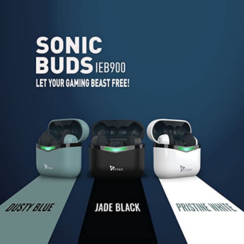 SYSKA Sonic Buds IEB900 Earbuds with 50Hr Play Time, auto ENc Tech, Low Latency Jade Black, True Wireless