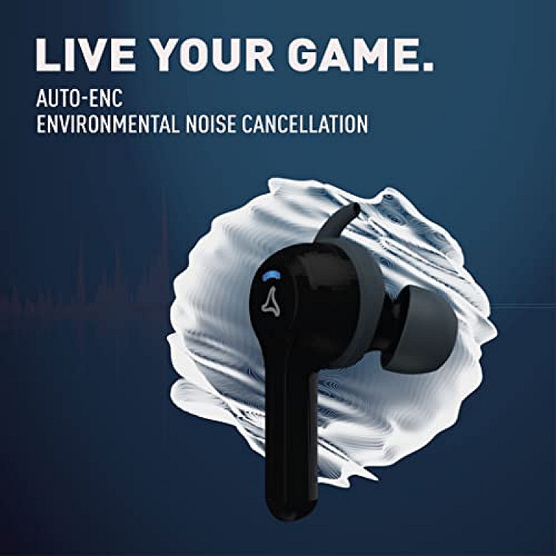 SYSKA Sonic Buds IEB900 Earbuds with 50Hr Play Time, auto ENc Tech, Low Latency Jade Black, True Wireless