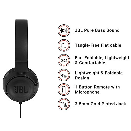 JBL T450 by Harman Extra Bass On-Ear Headphones with Mic (Black) JBL T450 by Harman Extra Bass On-Ear Headphones with Mic (Black)
