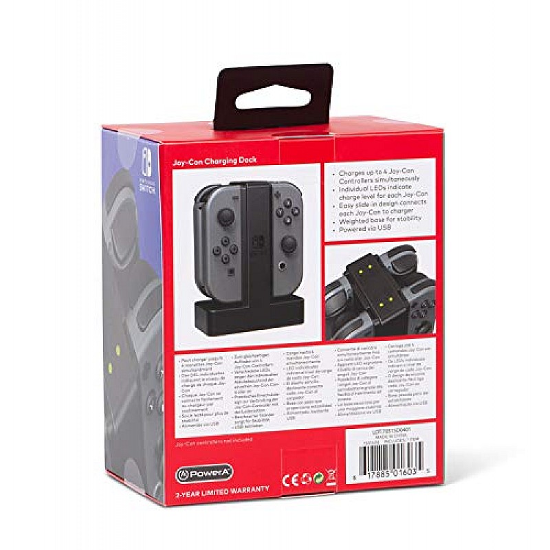 PowerA Joy-Con Charging Dock For Nintendo Switch, Black (Officially Licensed), USB