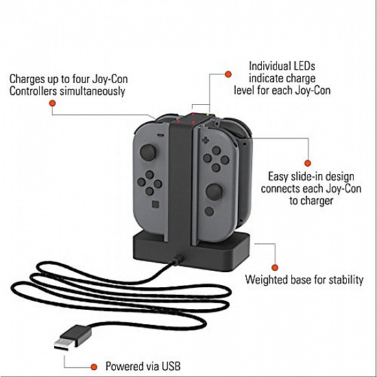 PowerA Joy-Con Charging Dock For Nintendo Switch, Black (Officially Licensed), USB