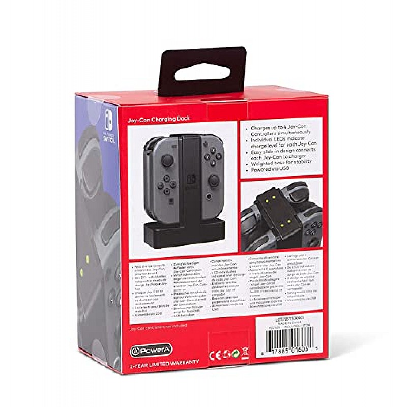 PowerA Joy-Con Charging Dock For Nintendo Switch, Black (Officially Licensed), USB