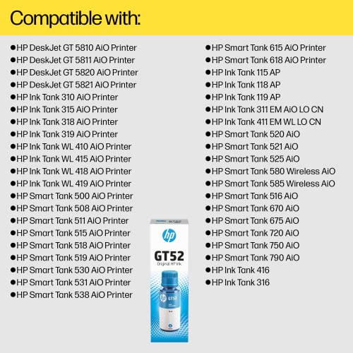HP GT52 70-ml Cyan Original Ink Bottle HP GT52 70-ml Cyan Original Ink Bottle