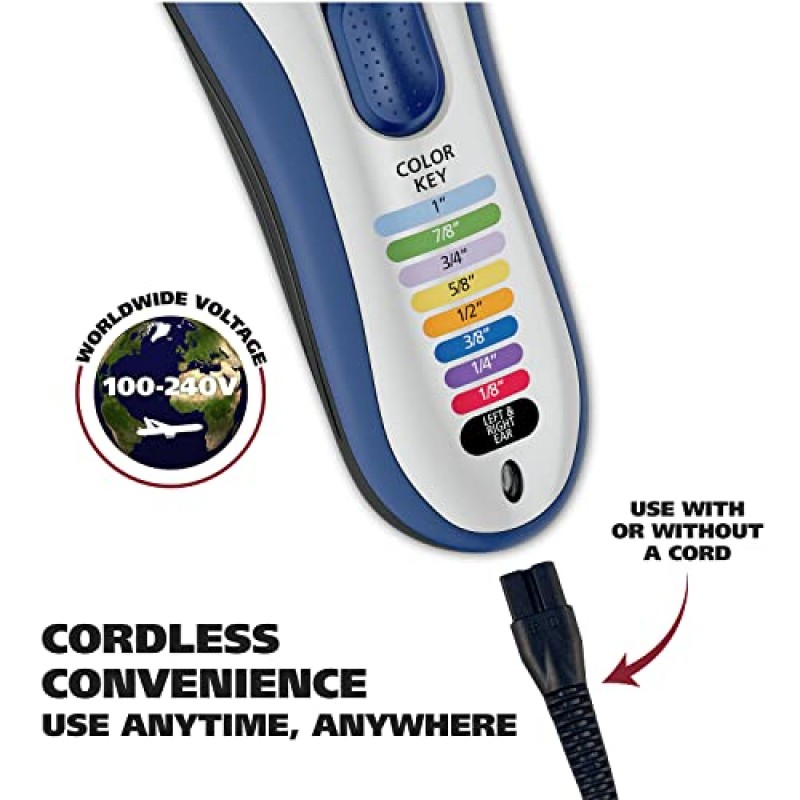 Wahl Clipper Color Pro Cordless Rechargeable Hair Trimmer, 20 pieces Hair Cutting Kit, Color Coded Guide Combs for Men, Kids and Babies (White) Wahl Clipper Color Pro Cordless Rechargeable Hair Trimmer, 20 pieces Hair Cutting Kit, Color Coded Guide Combs for Men, Kids and Babies (White)