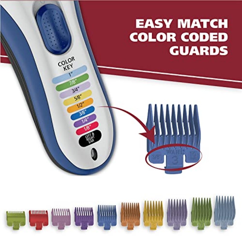 Wahl Clipper Color Pro Cordless Rechargeable Hair Trimmer, 20 pieces Hair Cutting Kit, Color Coded Guide Combs for Men, Kids and Babies (White) Wahl Clipper Color Pro Cordless Rechargeable Hair Trimmer, 20 pieces Hair Cutting Kit, Color Coded Guide Combs for Men, Kids and Babies (White)