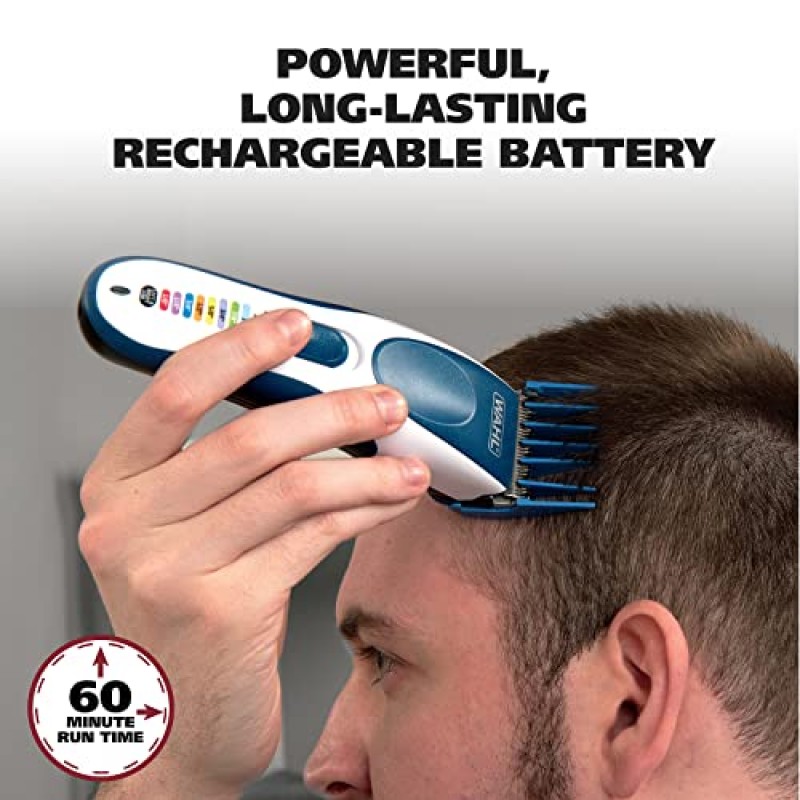 Wahl Clipper Color Pro Cordless Rechargeable Hair Trimmer, 20 pieces Hair Cutting Kit, Color Coded Guide Combs for Men, Kids and Babies (White) Wahl Clipper Color Pro Cordless Rechargeable Hair Trimmer, 20 pieces Hair Cutting Kit, Color Coded Guide Combs for Men, Kids and Babies (White)