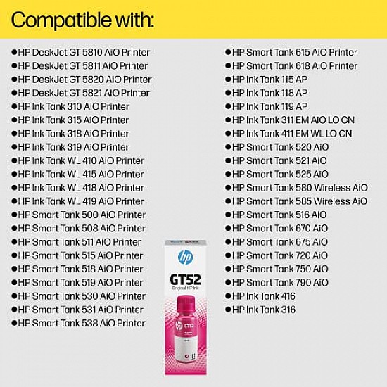 HP GT52 70-ml Magenta Original Ink Bottle