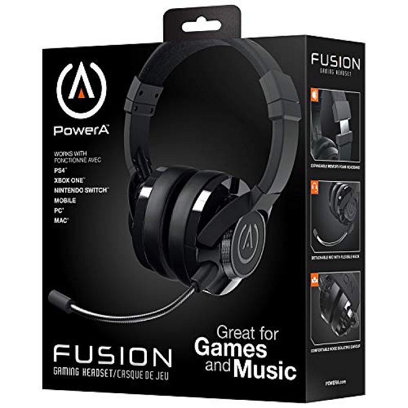 PowerA FUSION Wired Stereo Gaming Headset with Mic for PlayStation 4 Black