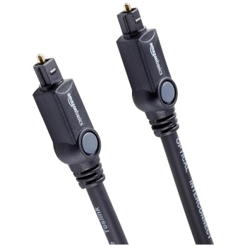 Amazon Basics Digital Optical Audio Toslink Cable For Television 3.28 Feet (Black, 1 Meter) - 5-Pack