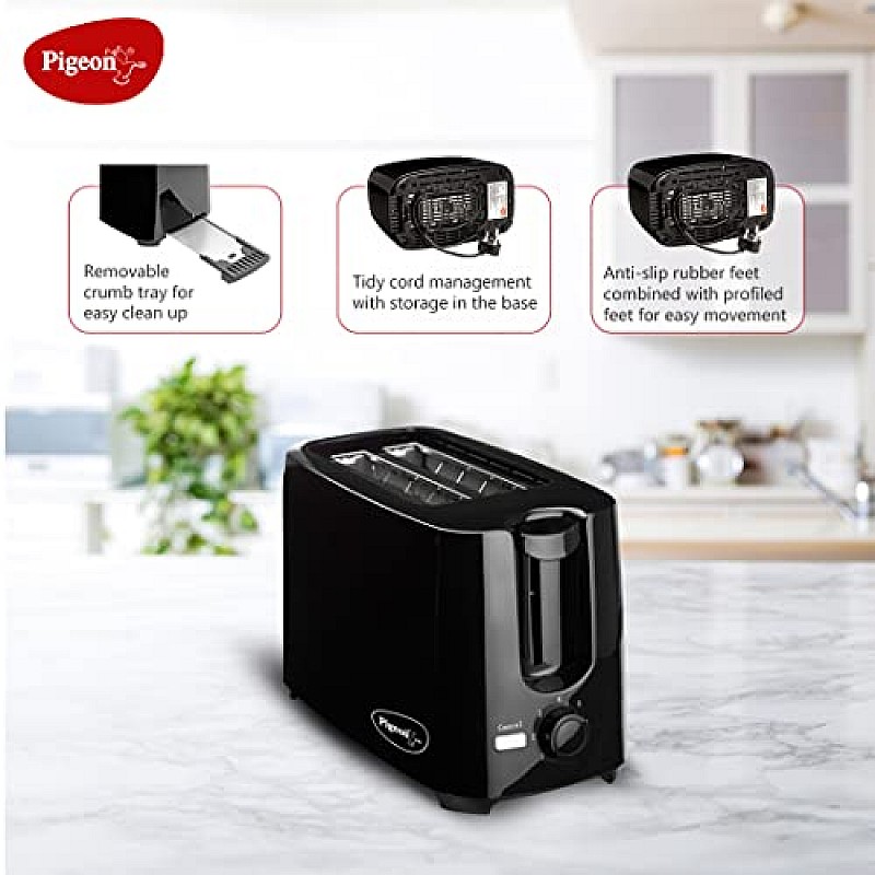 Pigeon by Stovekraft 2 Slice Auto Pop up Toaster. A Smart Bread Toaster for Your Home (750 Watt) (black)-1