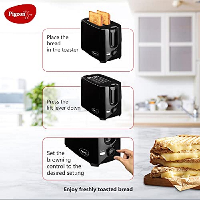 Pigeon by Stovekraft 2 Slice Auto Pop up Toaster. A Smart Bread Toaster for Your Home (750 Watt) (black)-1