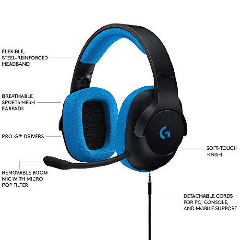 Logitech G233 Gaming Headset with Mic (Black and Blue) 